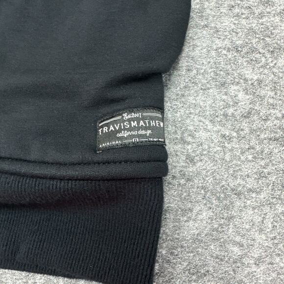 Travis Mathew Pullover Large Black Quarter Zip Fleece Lined Activewear Comfort - Picture 4 of 11